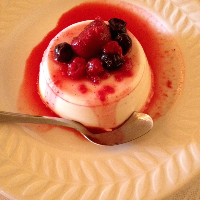 I only managed to take a photo of the delicious panna cotta at Dancing Ewe Farm.