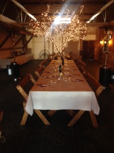 The table prepared for lunch at Dancing Ewe Farm.