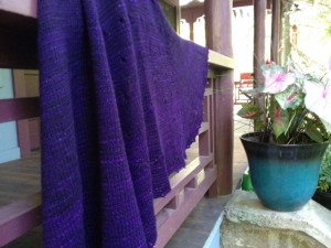 I completed Blóm in a beautiful tonal purple yarn, adding beads to the picot bind off.