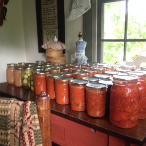 Here is just a sampling of my Mom's summer canning. 