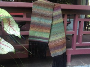 woven scarf w/ 3-ply Corriedale handspun
