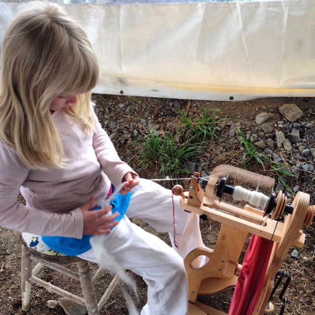 Ella is the loveliest spinner; she demonstrated her skills at St. Mary's on the Hill.