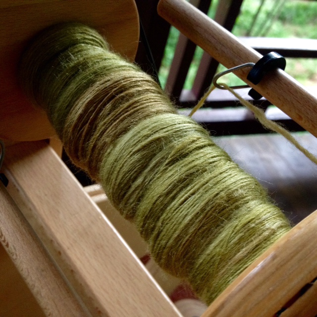 The first two ounces of merino/silk blend from Three Waters Farm have been spun. I'm addicted to the #twftdf16 thread on Instagram for constant inspiration.