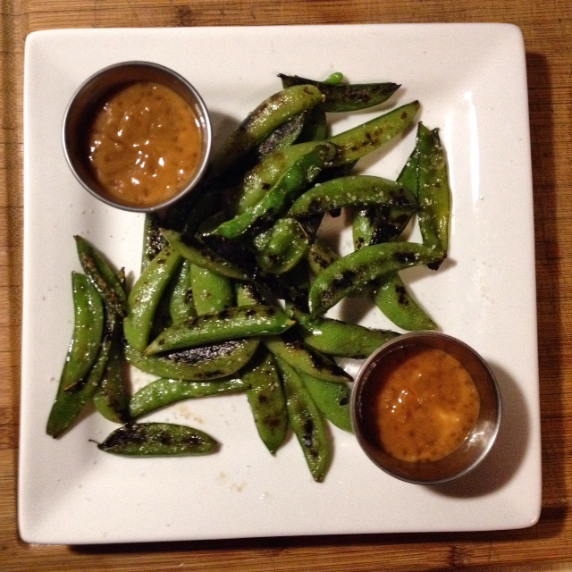 These grilled snap peas with spicy peanut dressing from Dishing Up the Dirt were so delicious. I'm looking forward to trying more of Andrea's recipes.
