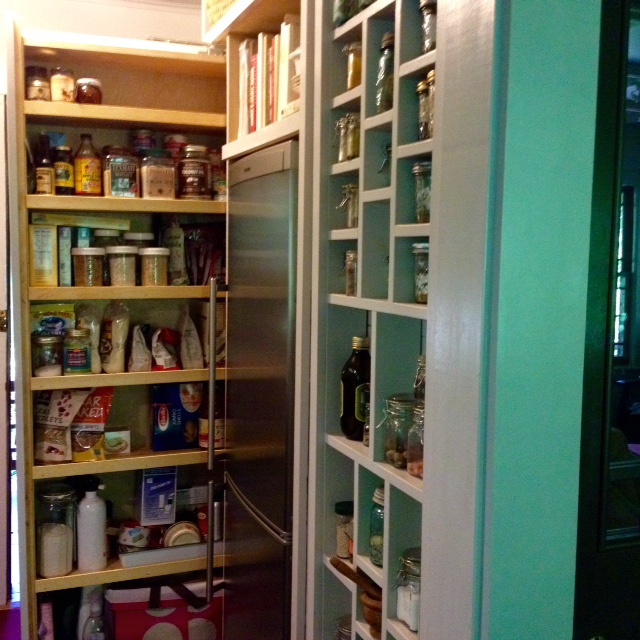 Our new pantry adds eight cubic feet of storage capacity to our small kitchen. Click for a link to the Instagram video. 