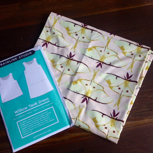 I couldn't resist some luna moth fabric for a top and the Willow Dress pattern which may be a great way of using those 1 yard silk remnants.