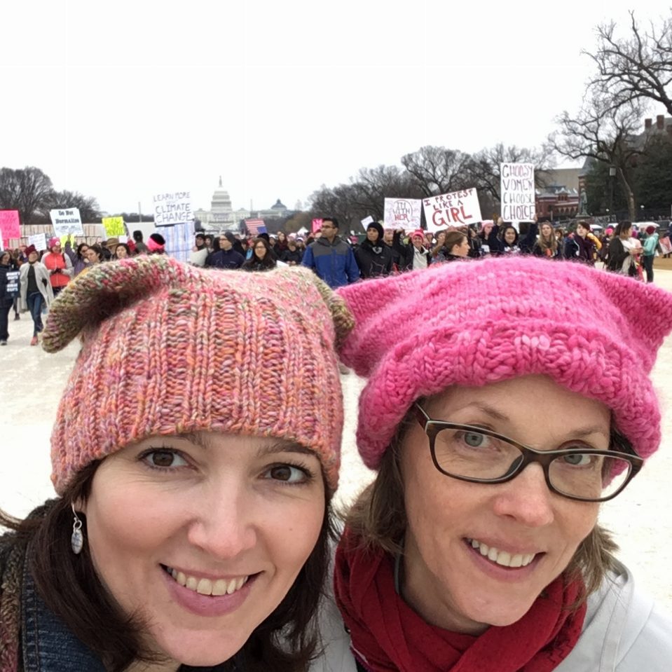 And here we are on the Mall. You can see the Capitol in the background. Don't we have the most fabulous pussyhats? It was great to see the sea of pink in photographs and footage following the event.
