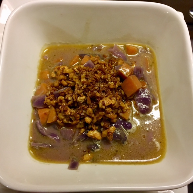 Curried Purple Cabbage and Sweet Potato Soup
